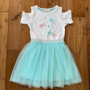 Butterfly Dress Tule Skirt Mint Green Fairycore Girls size 5